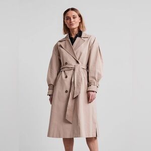 NWT Y.A.S YasGloria Trench Coat – Size L – Classic Belted Neutral Trench